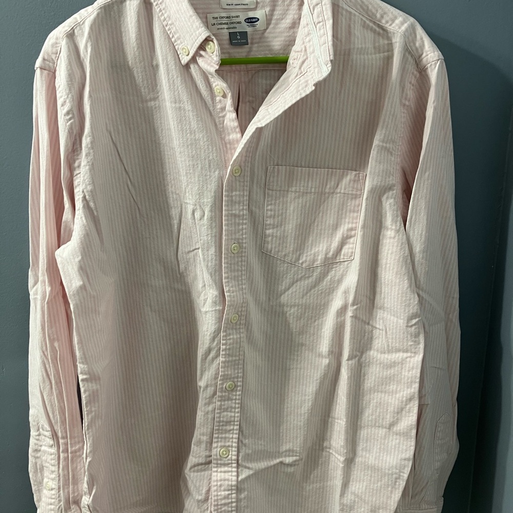 Old Navy Men's Pink Striped Shirt